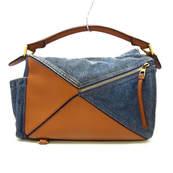 Loewe Blue Puzzle Leather Denim Engraved Handbag Name - Picture 3 of 13